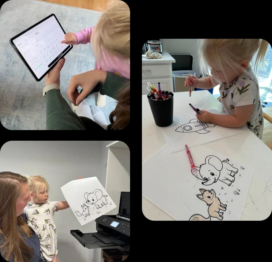 Creating, printing and coloring pages