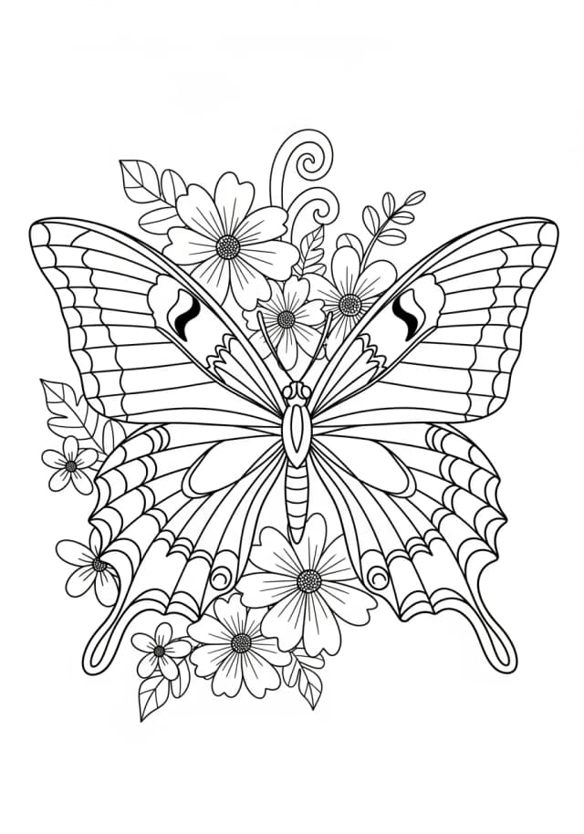 Detailed Swallowtail Butterfly Wing Study Coloring Page