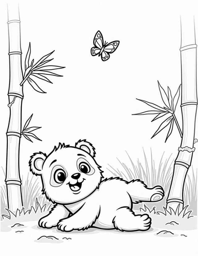Playful Panda Cub Coloring Page