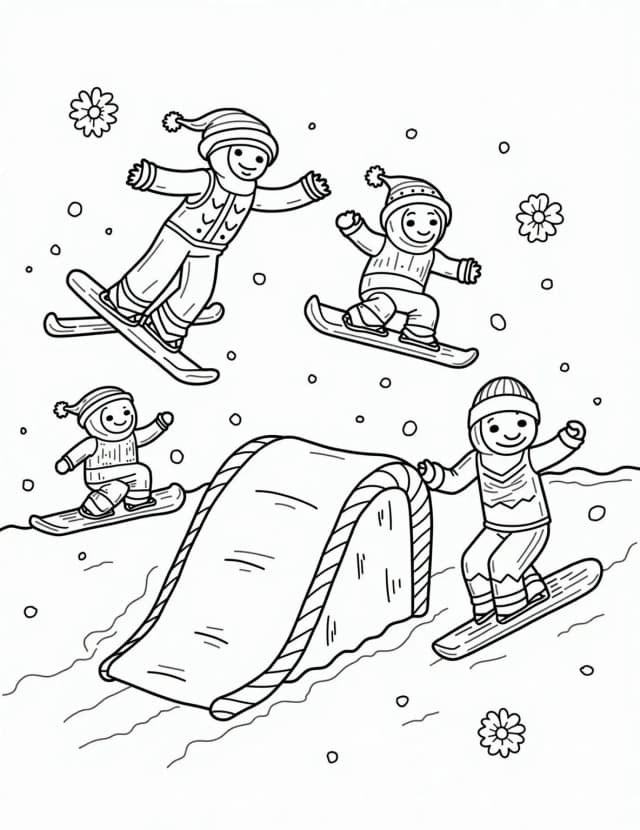 Gingerbread Man's Winter Olympics Coloring Page