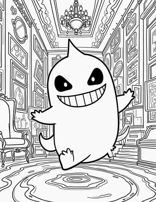 Gengar's Spooky Mansion Coloring Page