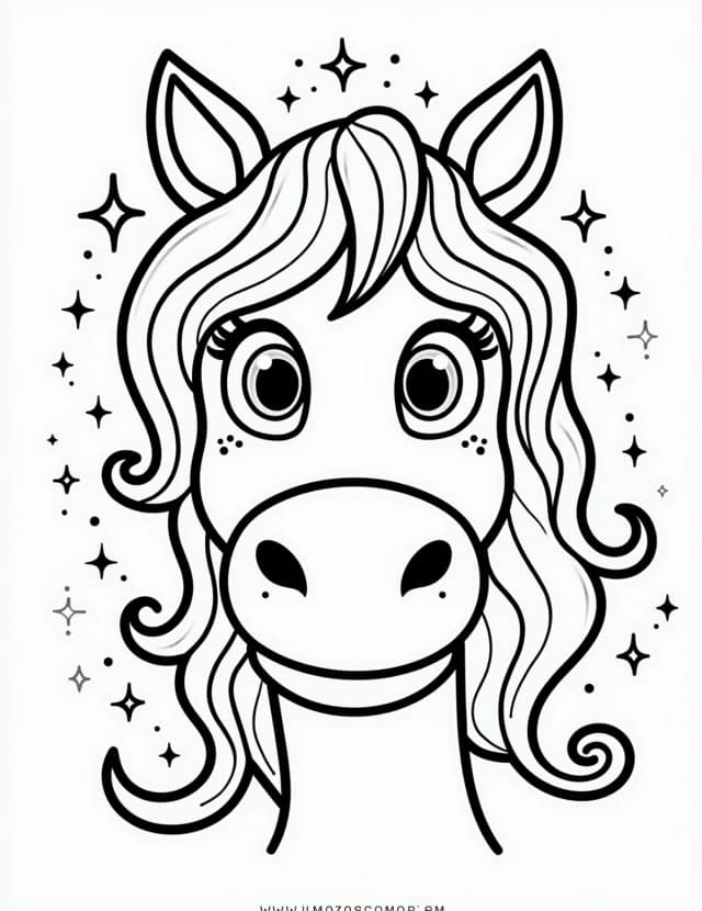 Horse Portrait with Flowing Mane