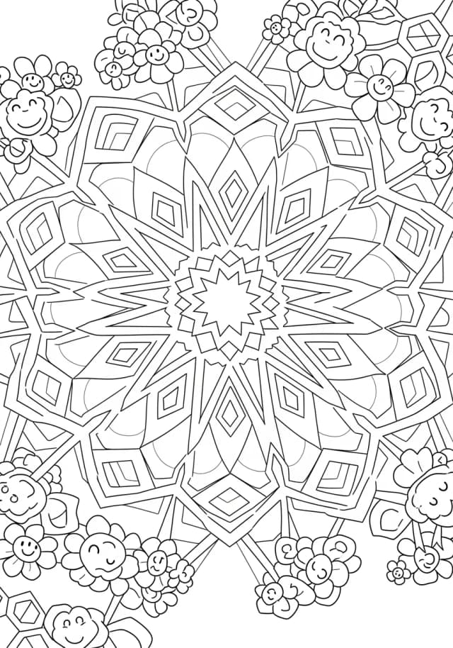 Moroccan Tile Geometric Pattern Coloring Page