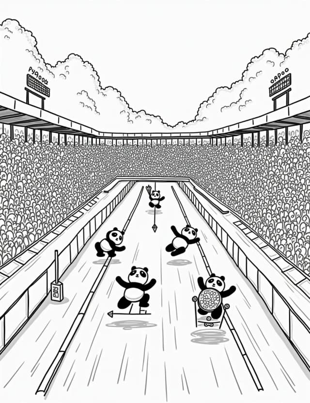 Panda's Bamboo Olympics Coloring Page