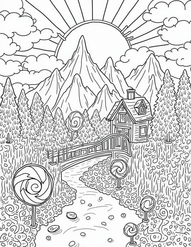 Rainbow Candy Land Coloring Page