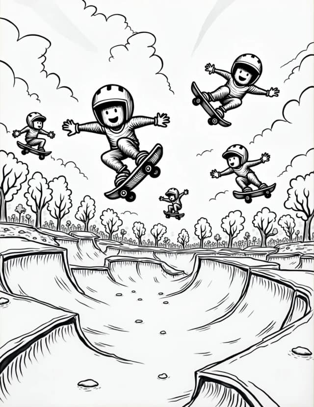 Extreme Sports Skate Park Coloring Page