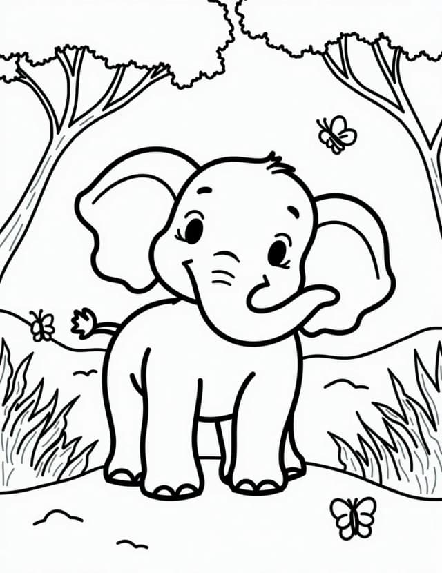Majestic African Elephant Coloring Page