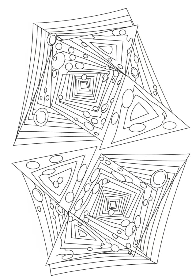 Optical Illusion Shapes Gallery Coloring Page