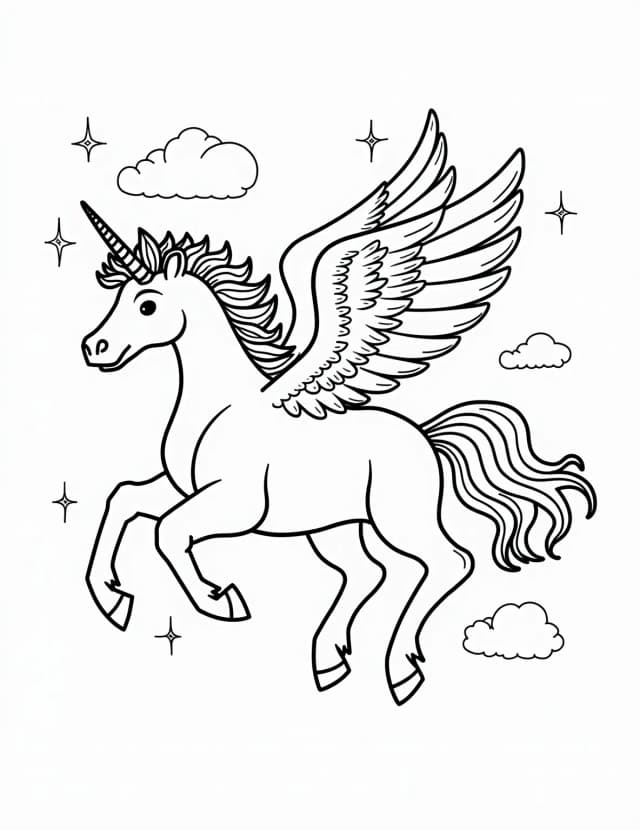 Pegasus Soaring Through Clouds