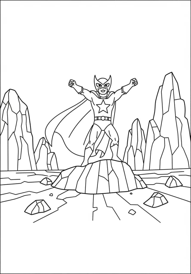 Earth Power Hero Controlling Rock Formations Coloring Page