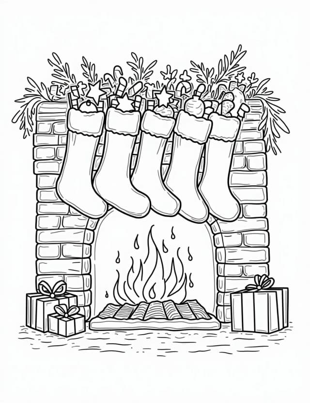 Christmas Stocking Stuffers Coloring Page