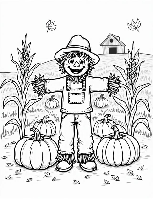 Autumn Scarecrow Coloring Page