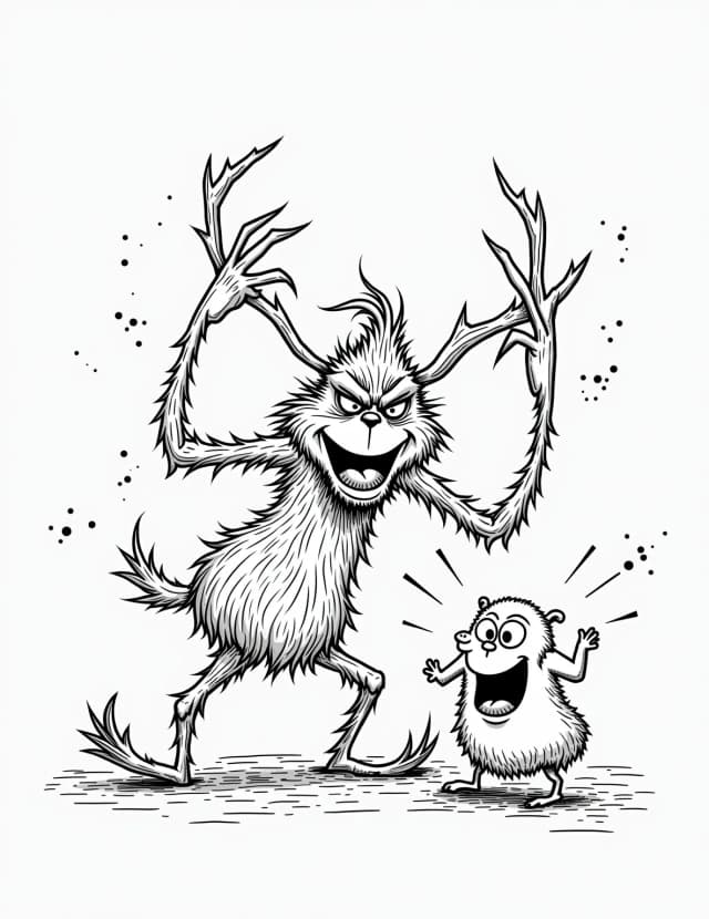 Grinch Decorating Max Coloring Page
