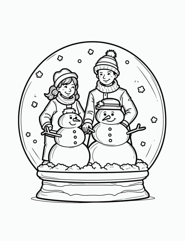 Snowman Building Contest Snow Globe