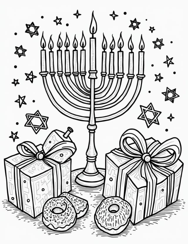 Hanukkah Gifts by the Menorah