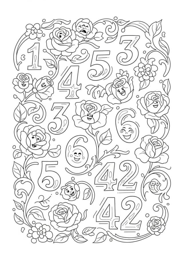 Victorian Number Ornament Pattern Coloring Page