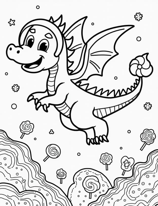 Dragon's Cosmic Journey Coloring Page