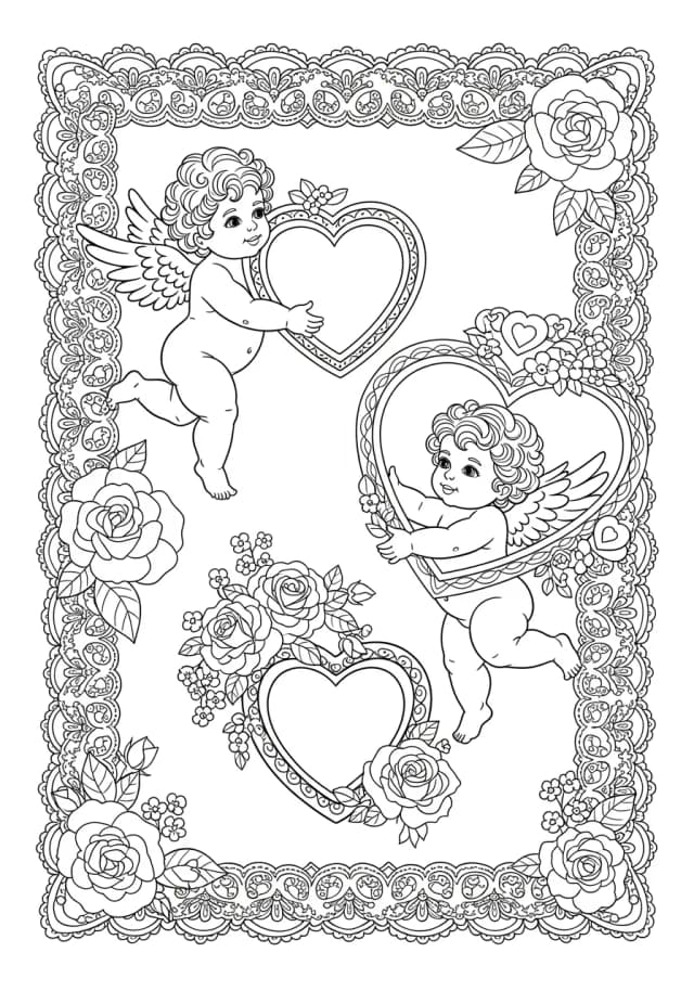 Victorian Valentine Lace Coloring Page