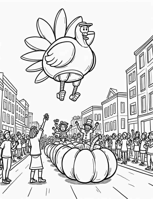 Thanksgiving Day Parade Coloring Page
