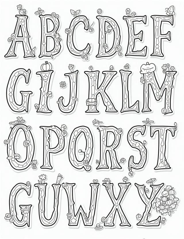 Thanksgiving Alphabet Coloring Page
