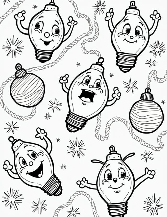 Christmas Light Bulb Diversity Coloring Page