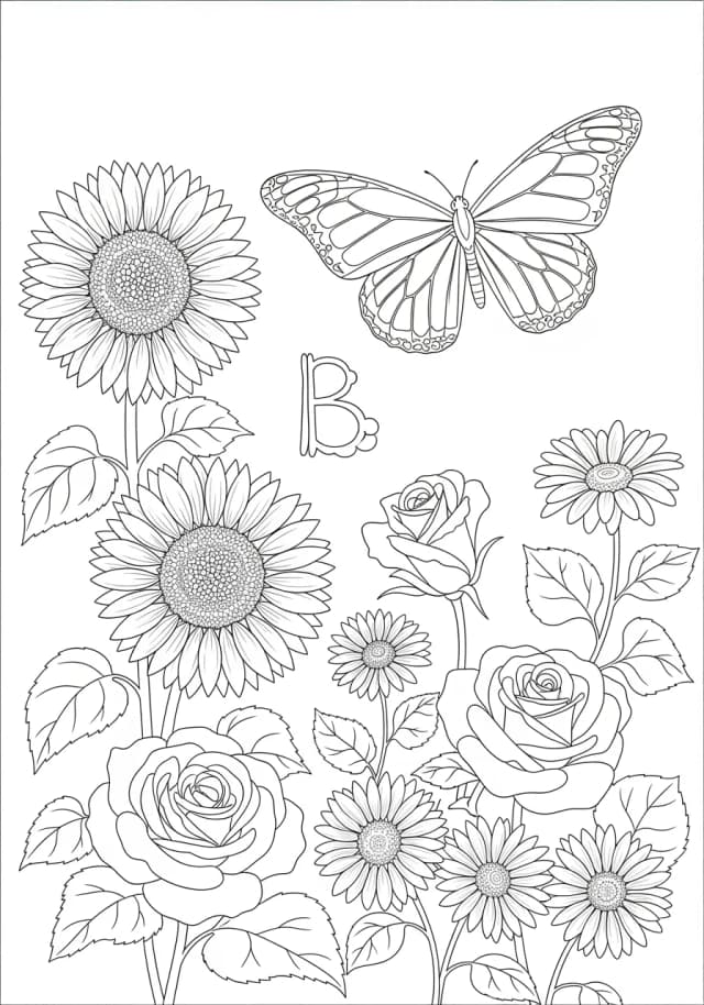 Beautiful Butterfly's Blooming Garden Ballet Coloring Page