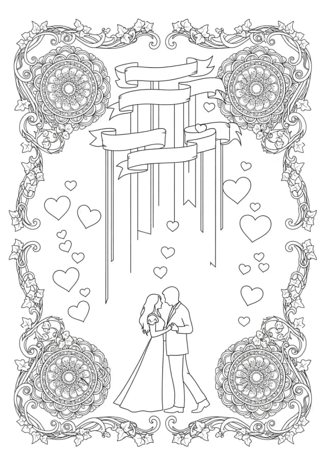Romantic Couple Silhouette Coloring Page