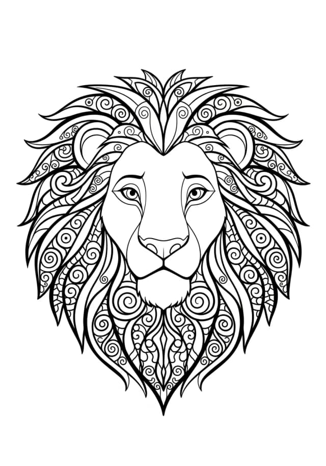 Intricate Mandala Lion Pride Coloring Page