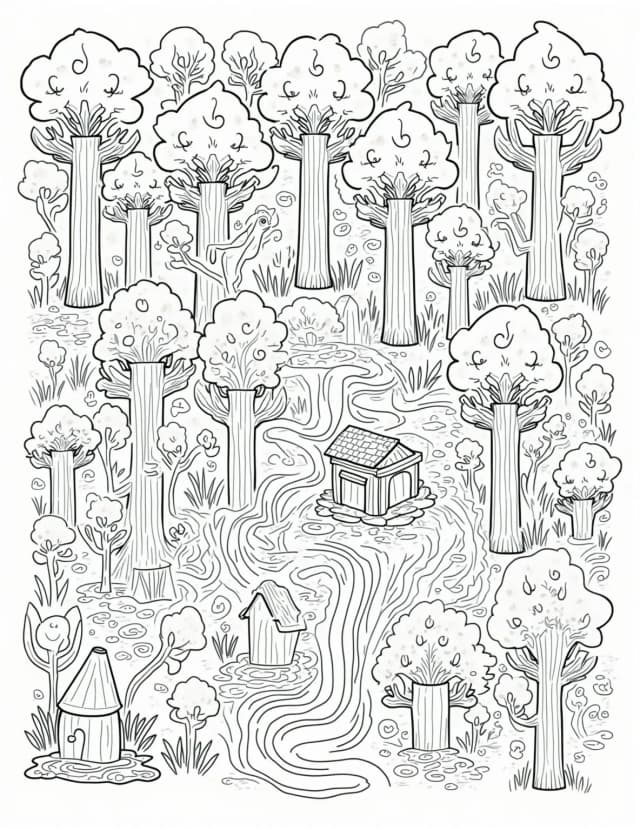 Lego Enchanted Forest Coloring Page