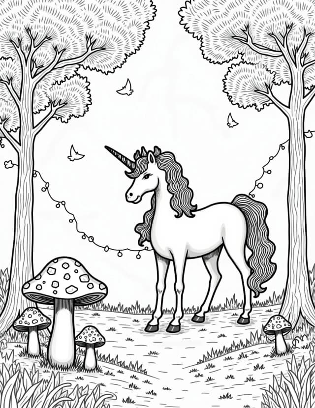 Majestic Unicorn in an Enchanted Forest