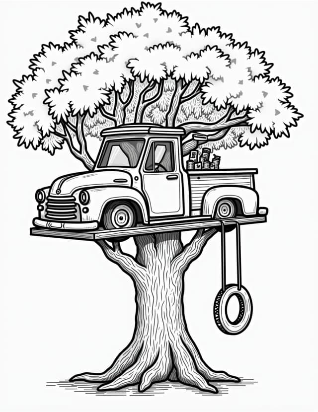 Whimsical Car-Shaped Treehouse