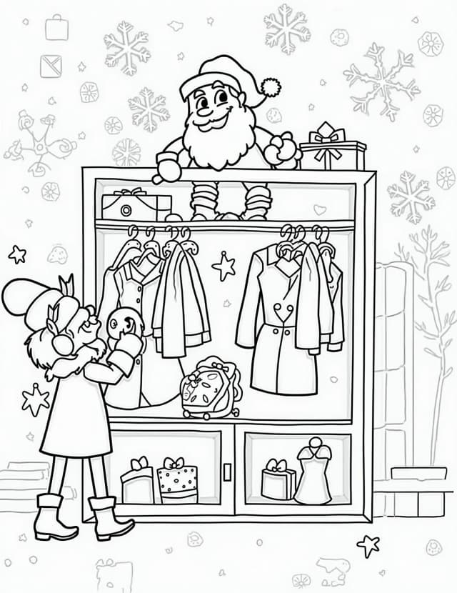 Santa's Magical Wardrobe Coloring Page