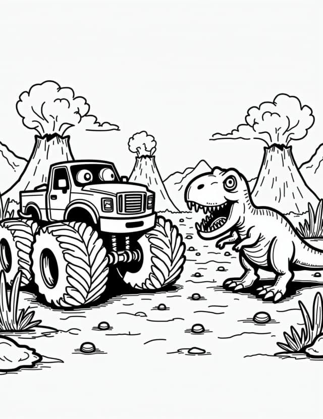 Monster Truck vs. Dinosaur Showdown