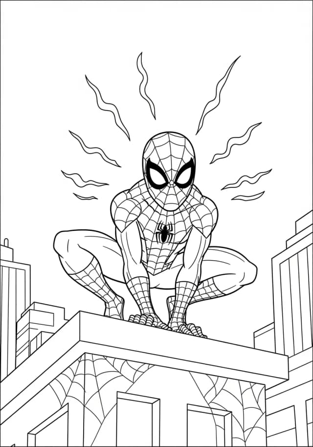 Spiderman's Spider Sense Alert Coloring Page