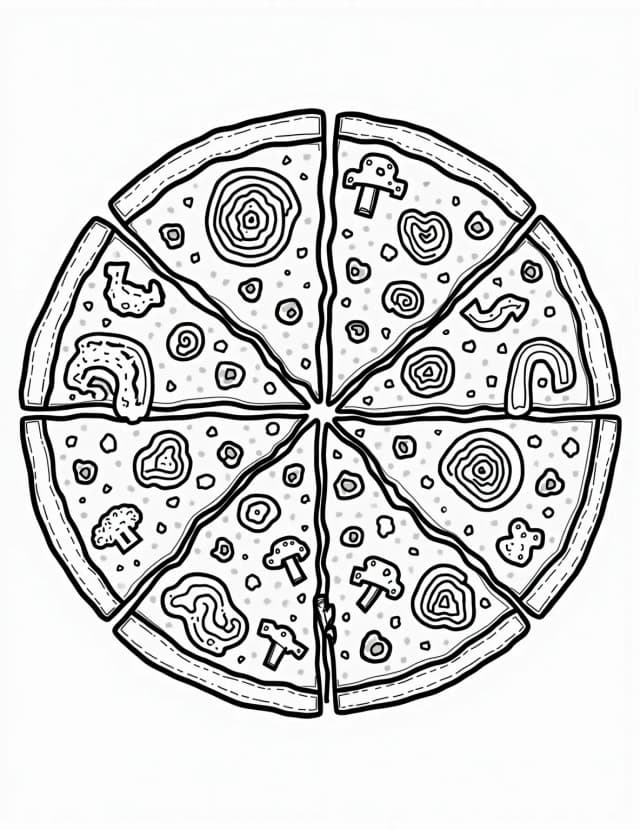Pizza Topping Paradise Coloring Page