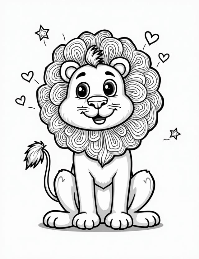 Cartoon Lion with a Silly Mane