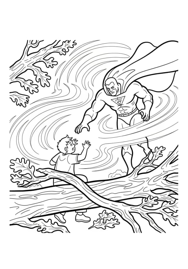 Invisible Hero Becoming Visible Mid-Action Coloring Page