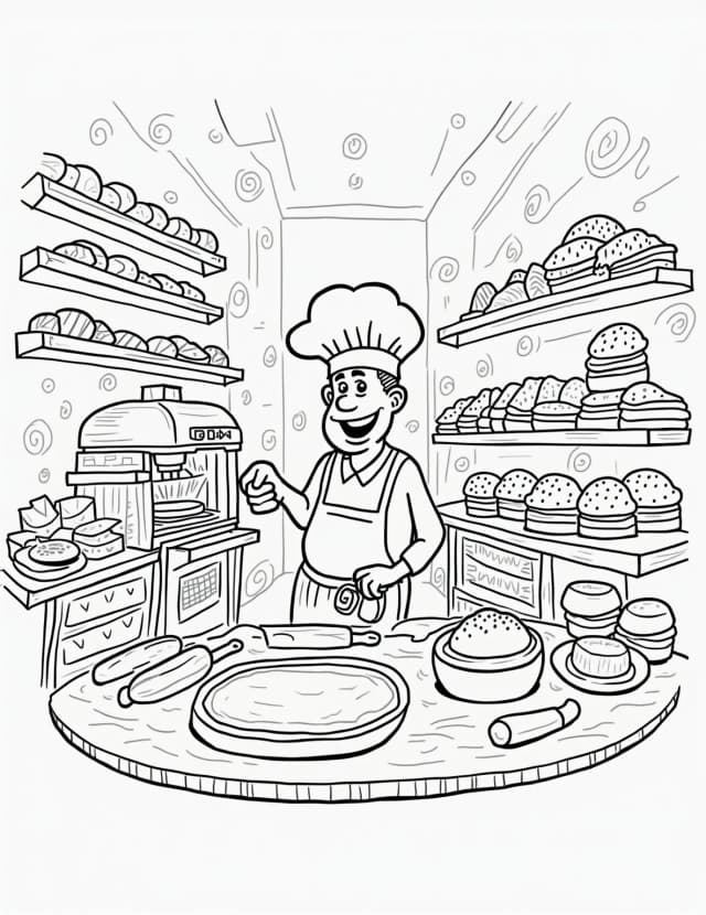 Bread Bakery Bonanza Coloring Page