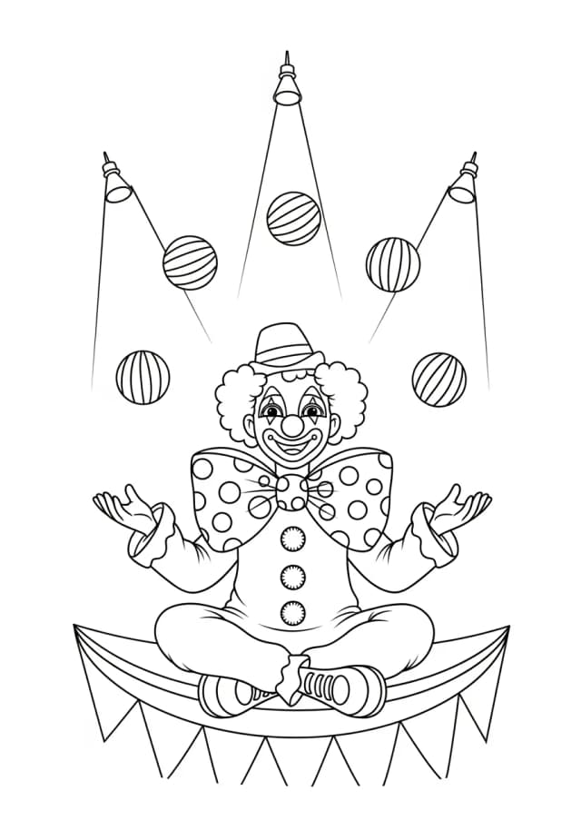 Cheerful Clown's Circus Celebration Coloring Page