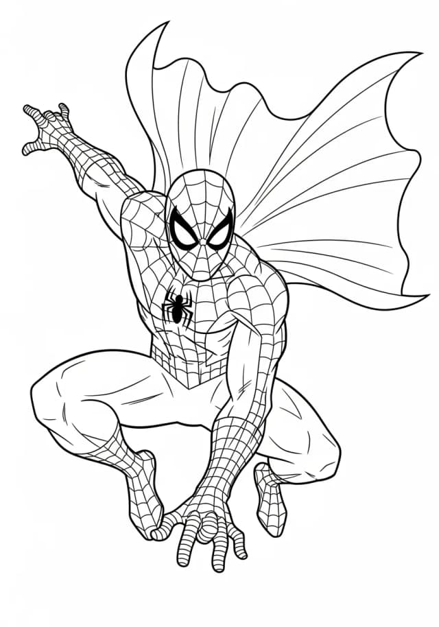 Detailed Spiderman Costume Design Coloring Page