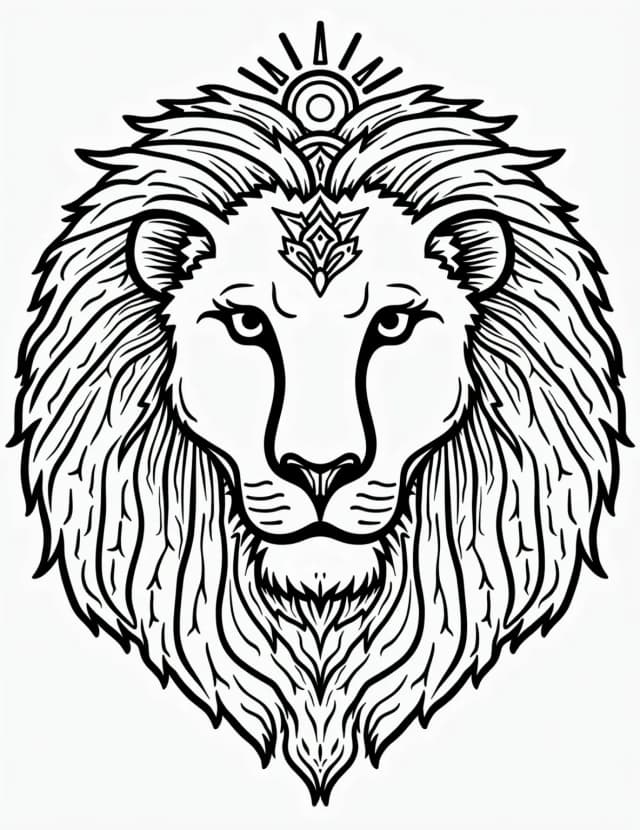 Lion Amid African Patterns