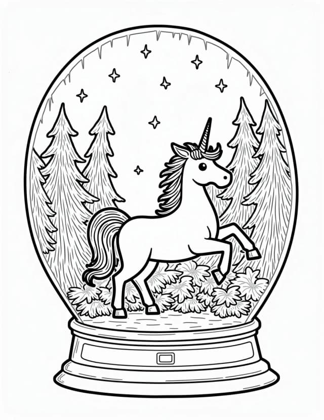 Magical Unicorn Winter Snow Globe