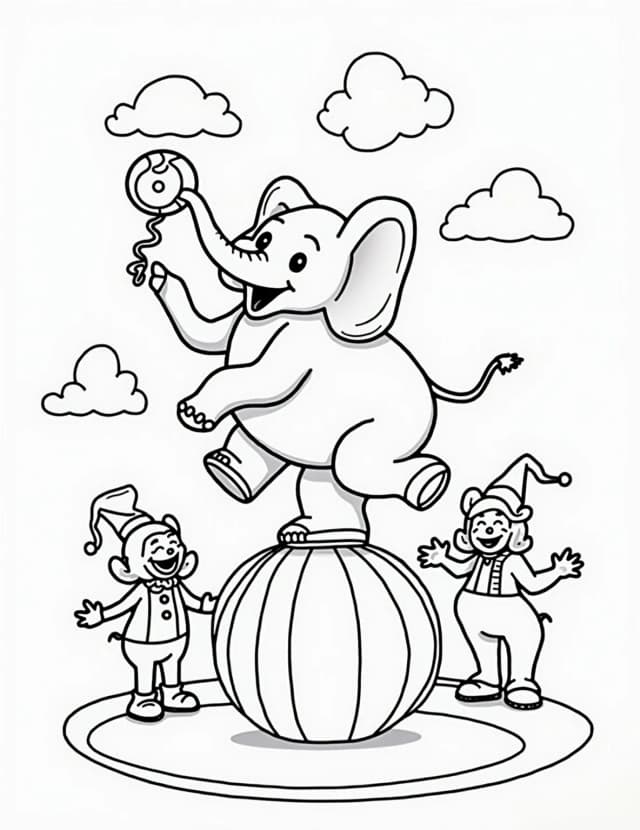 Elephant's Circus Act Coloring Page