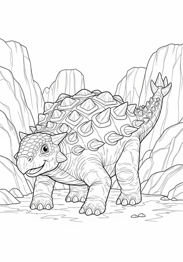 Spiky Ankylosaurus Armor Protection Coloring Page
