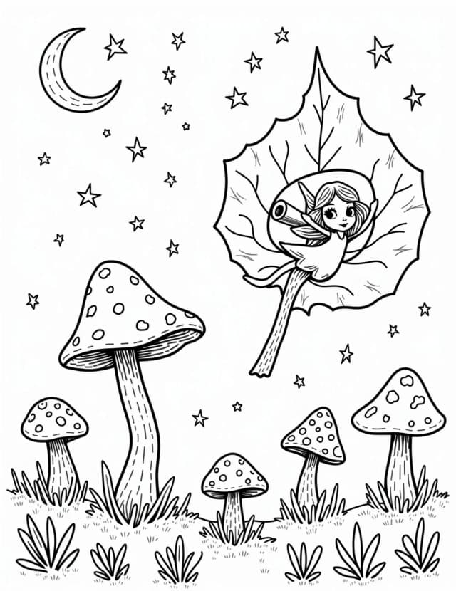 Fairy Astronomer's Celestial Studies Coloring Page