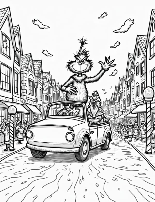 Grinch's Whoville Parade Float Coloring Page
