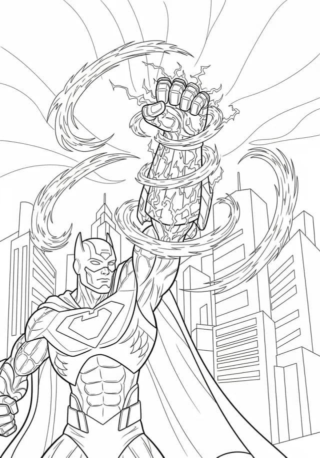 Shape-Shifting Hero Transforming Mid-Battle Coloring Page