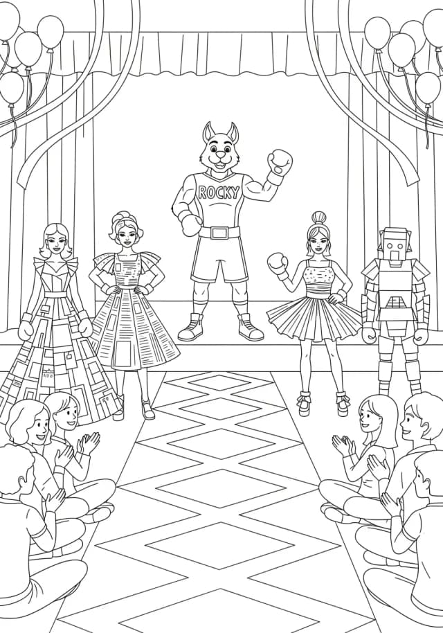 Rocky's Upcycling Fashion Show Coloring Page