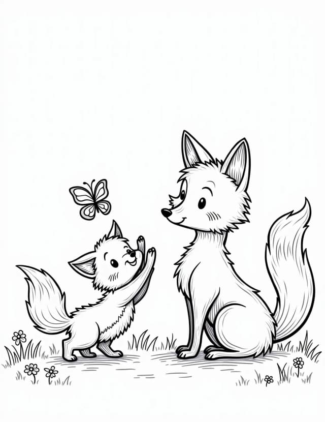 Fox Cub Learning to Hunt