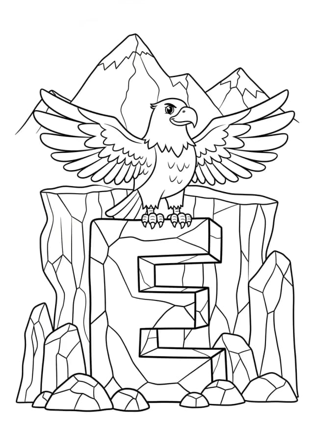 Energetic Eagle's Mountain Peak Expedition Coloring Page